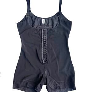 YIANNA 3XL Black Sculpting Bodysuit Shapewear Open Bust Lace Trim New w/o Tags